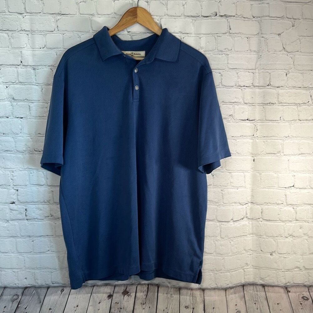 Tommy Bahama Blue Polo Golf Shirt Mens L Large Modal Stretch LOOK